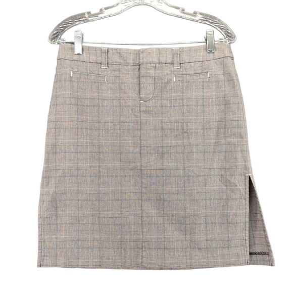 Wet Seal Skirt Womens Size 5 Gray Check Pattern Side Slit Cotton Blend - Picture 1 of 12